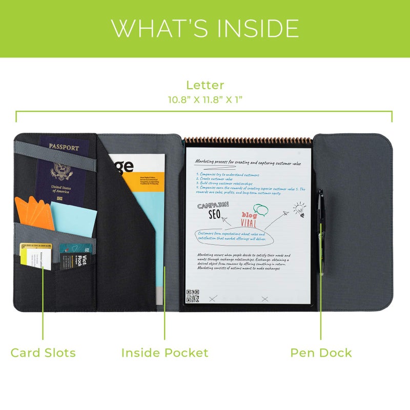 Rocketbook Flip Cover, All-in-One Case and Organizer Flip Notebook, On the Go, Letter Size 8.5x11, Black - Image 3